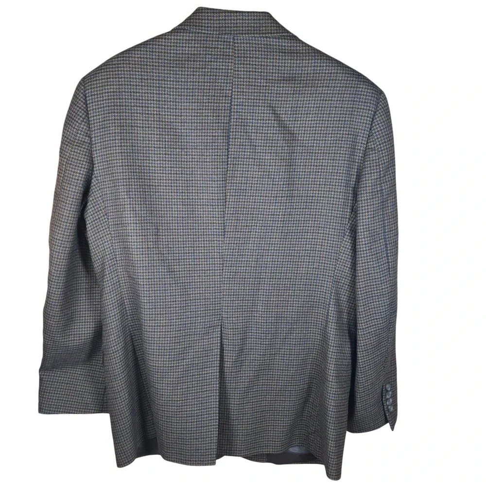 Gianfranco Ruffini Mens 39S‎ Lambswool Houndstooth Blazer Jacket Brown Blue
